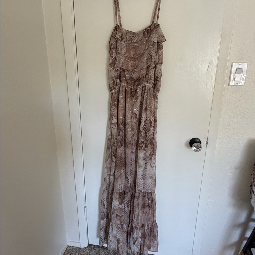 Express Brown Patterned Maxi Dress - image 1
